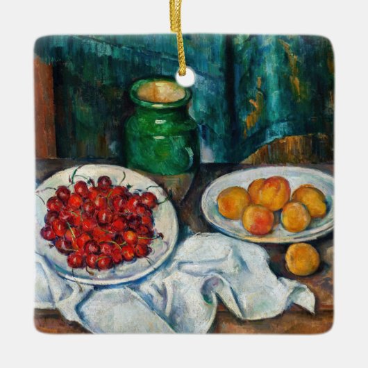 Paul Cezanne - Stilleven met Cherries en perachs Keramisch Ornament (Voorkant)