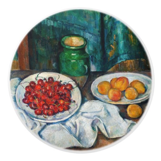 Paul Cezanne - Stilleven met Cherries en perachs Keramische Knop (Voorkant)