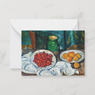 Paul Cezanne - Stilleven met Cherries en perachs Notitiekaartje