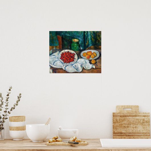 Paul Cezanne - Stilleven met Cherries en perachs Poster (Keuken)