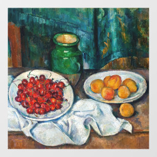 Paul Cezanne - Stilleven met Cherries en perachs Raamsticker