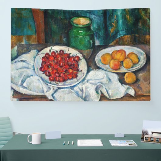 Paul Cezanne - Stilleven met Cherries en perachs Spandoek (Beurs)