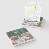 Paul Cezanne - Stilleven met Cherries en perachs Stenen Onderzetter (Zijkant)