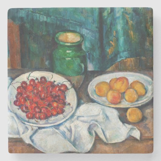 Paul Cezanne - Stilleven met Cherries en perachs Stenen Onderzetter (Voorkant)