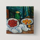Paul Cezanne - Stilleven met Cherries en perachs Vierkante Button 5,1 Cm (Voorkant)