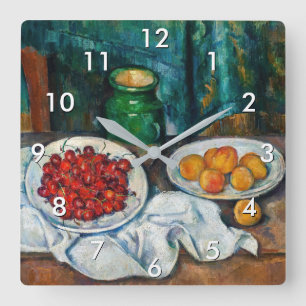 Paul Cezanne - Stilleven met Cherries en perachs Vierkante Klok