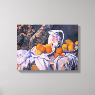 Paul Cezanne - Stilleven met een gordijn Canvas Afdruk