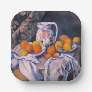 Paul Cezanne - Stilleven met een gordijn Papieren Bordje