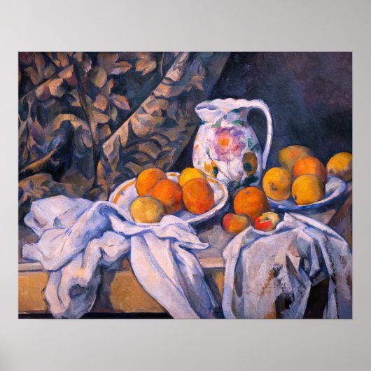 Paul Cezanne - Stilleven met een gordijn Poster (Voorkant)