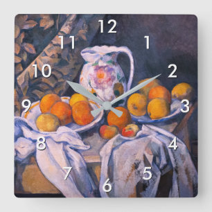 Paul Cezanne - Stilleven met een gordijn Vierkante Klok