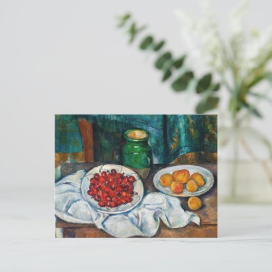 Paul Cezanne - Stilleven met kersen en perziken Briefkaart (Staand voorkant)