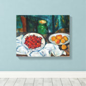 Paul Cezanne - Stilleven met Kersen en Perziken Canvas Afdruk (Insitu (Houten vloer))