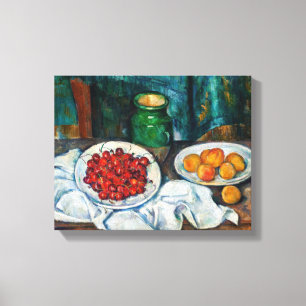 Paul Cezanne - Stilleven met Kersen en Perziken Canvas Afdruk