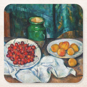 Paul Cezanne - Stilleven met kersen en perziken Kartonnen Onderzetters