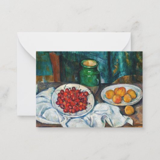 Paul Cezanne - Stilleven met kersen en perziken Notitiekaartje (Voorkant)