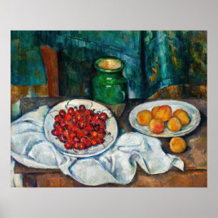 Paul Cezanne - Stilleven met Kersen en Perziken Poster