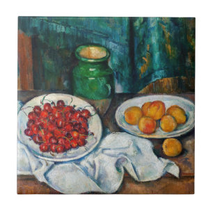 Paul Cezanne - Stilleven met kersen en perziken Tegeltje