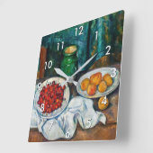 Paul Cezanne - Stilleven met kersen en perziken Vierkante Klok (Hoek)