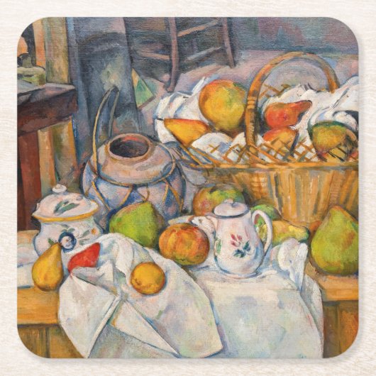 Paul Cezanne - Stilleven met mand Kartonnen Onderzetters (Voorkant)