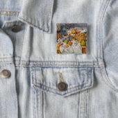 Paul Cezanne - Stilleven met mand Vierkante Button 5,1 Cm (In situ)