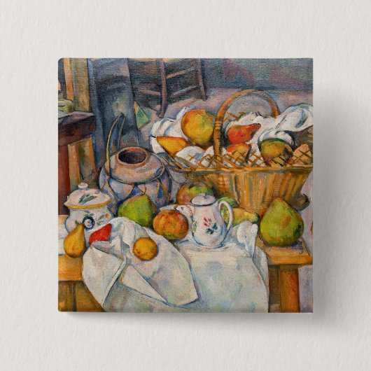 Paul Cezanne - Stilleven met mand Vierkante Button 5,1 Cm (Voorkant)