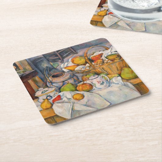 Paul Cezanne - Stilleven met mandje Kartonnen Onderzetters (Schuin)