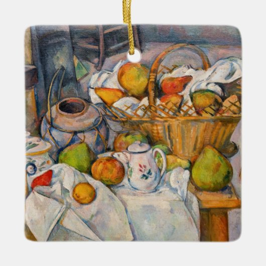 Paul Cezanne - Stilleven met mandje Keramisch Ornament (Voorkant)