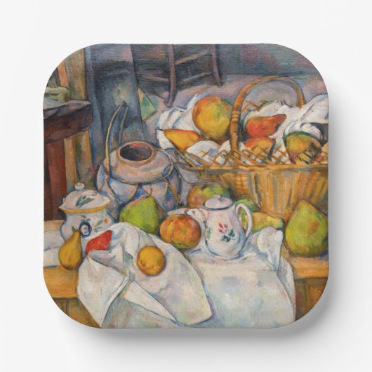 Paul Cezanne - Stilleven met mandje Papieren Bordje (Voorkant)