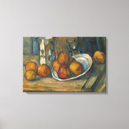 Paul Cezanne - Stilleven met Melk Jug en Fruit Canvas Afdruk (Voorkant)