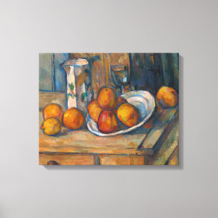 Paul Cezanne - Stilleven met melkkan en fruit Canvas Afdruk