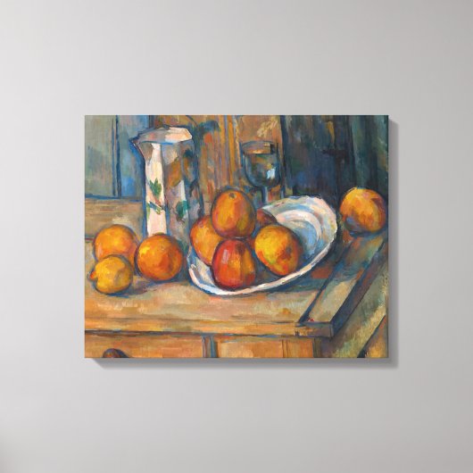 Paul Cezanne - Stilleven met melkkan en fruit Canvas Afdruk (Voorkant)