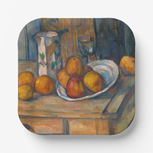 Paul Cezanne - Stilleven met melkkan en fruit Papieren Bordje (Voorkant)