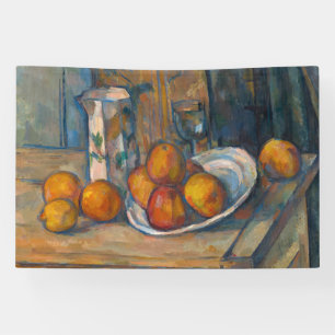 Paul Cezanne - Stilleven met melkkan en fruit Spandoek
