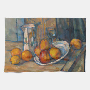 Paul Cezanne - Stilleven met melkkan en fruit Theedoek