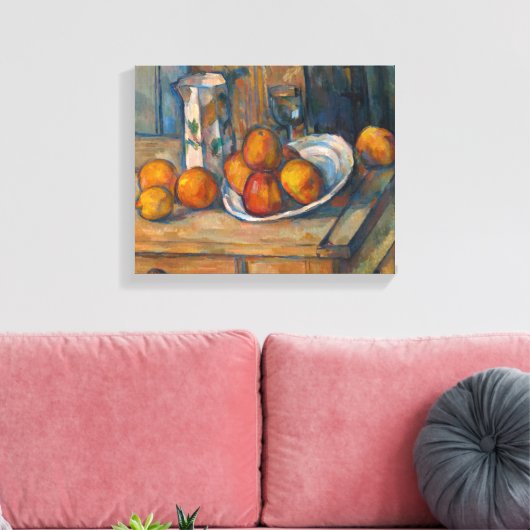 Paul Cezanne - Stilleven met Milk Jug en Fruits Canvas Afdruk (Insitu (Woonkamer))