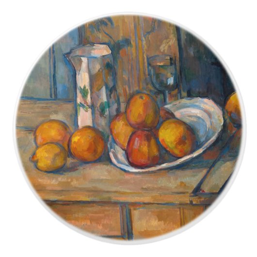 Paul Cezanne - Stilleven met Milk Jug en Fruits Keramische Knop (Voorkant)
