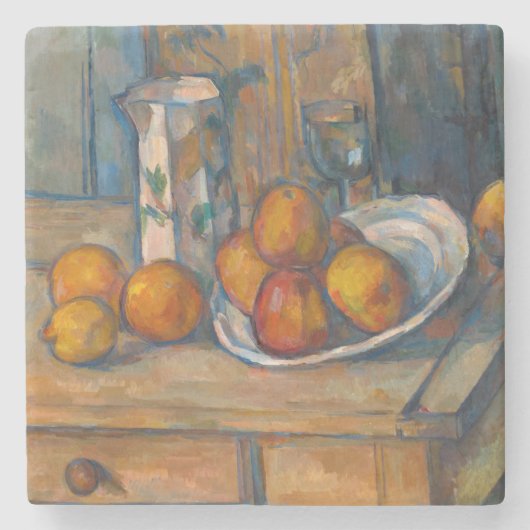 Paul Cezanne - Stilleven met Milk Jug en Fruits Stenen Onderzetter (Voorkant)