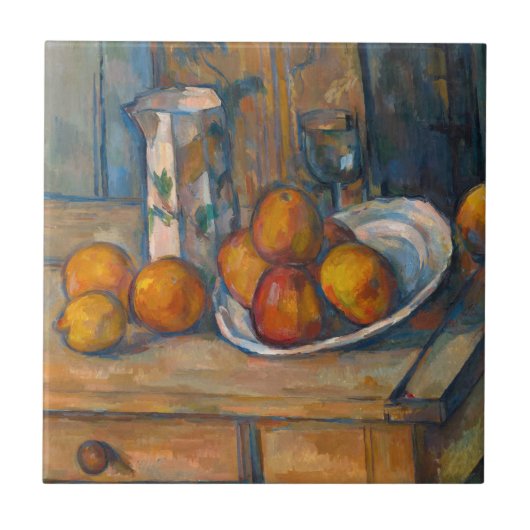 Paul Cezanne - Stilleven met Milk Jug en Fruits Tegeltje (Voorkant)