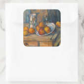Paul Cezanne - Stilleven met Milk Jug en Fruits Vierkante Sticker (Tas)