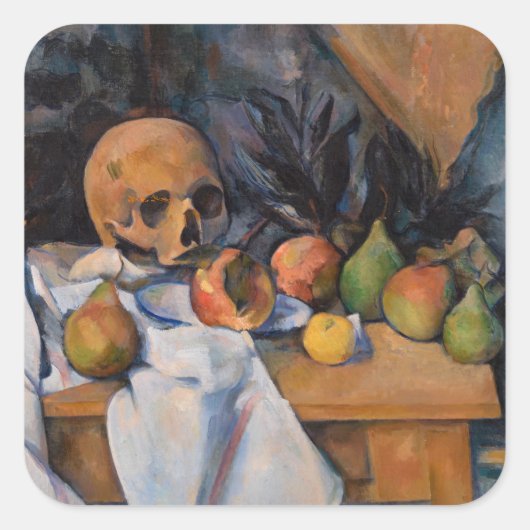 Paul Cezanne - Stilleven met schedel Vierkante Sticker (Voorkant)