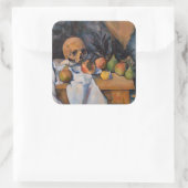 Paul Cezanne - Stilleven met schedel Vierkante Sticker (Tas)