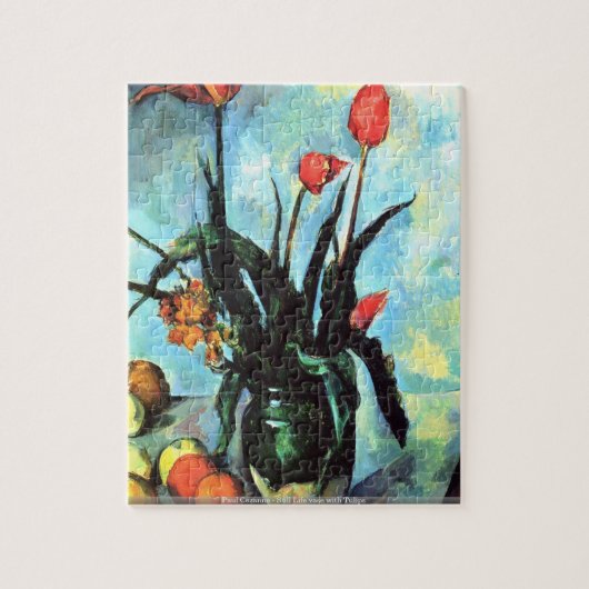 Paul Cezanne - stilstaand leven vase met Tulips Legpuzzel (Verticaal)