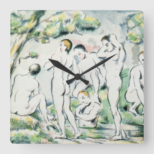 Paul Cezanne | The Bathers, Small plate Vierkante Klok (Voorkant)