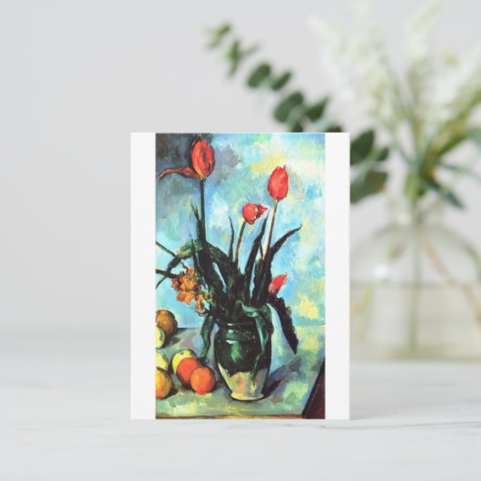 Paul Cezanne - Vase van Tulips Briefkaart (Staand voorkant)