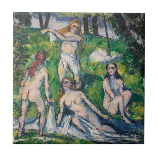 Paul Cezanne - Vier badenden Tegeltje (Voorkant)