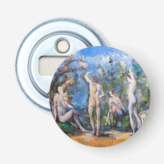 Paul Cezanne - Vijf badenden Button Flesopener (Voorkant)