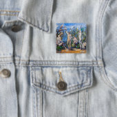 Paul Cezanne - Vijf baders Vierkante Button 5,1 Cm (In situ)