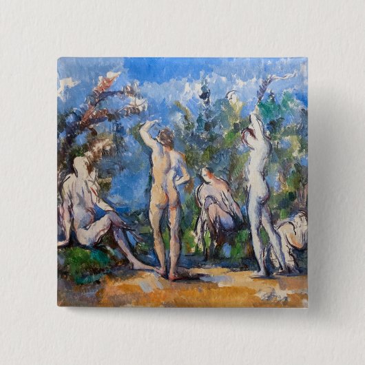 Paul Cezanne - Vijf baders Vierkante Button 5,1 Cm (Voorkant)