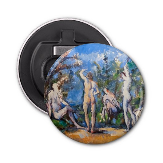 Paul Cezanne - Vijf Bathers Button Flesopener (Voorkant)