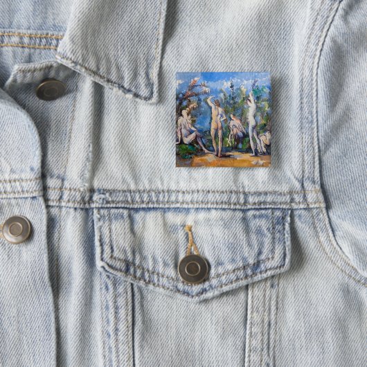 Paul Cezanne - Vijf Bathers Vierkante Button 5,1 Cm (In situ)